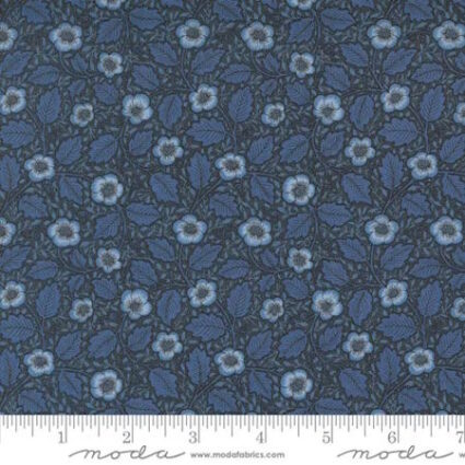 Moda Morris Manor Antipodes dark blue floral by Barbara Brackman