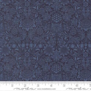 Moda Morris Muse Sunflower Damask Dark Blue Cotton Fabric