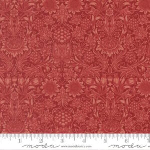Moda Morris Muse Damask Sunflower deep red by Barbara Brackman