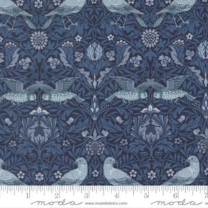 Moda Morris Muse Twilight Birds Blue by Barbara Brackman
