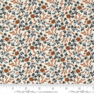 Moda Rustic Gatherings small flowers and leaves on a white fabric background by Primitive Gatherings