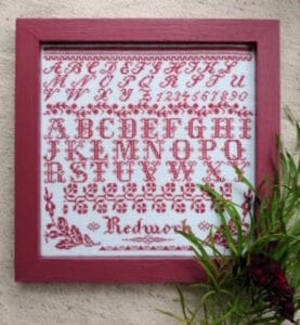 Mojo Stitches Redwork Sampler Cross stitch chart by Joanna Kabanoff