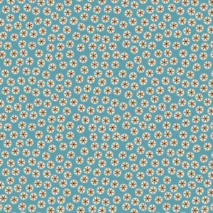 Natalie Bird Out and About Flower Circles Blue from Devonstone Cotton Fabric