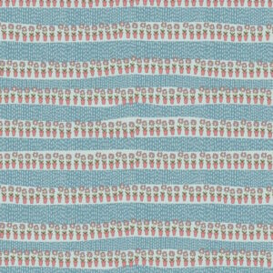 Natalie Bird Out and About Flower Pot Stripes Blue from Devonstone cotton fabric