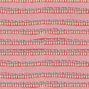 Natalie Bird Out and About Flower Pot Stripes deep pink from Devonstone cotton fabric