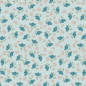 Natalie Bird Out and about Little Birds Blue from Devonstone cotton fabric
