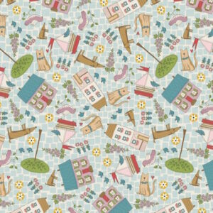 Natalie Bird Out and About feature fabric Duckegg from Devonstone cotton Fabric