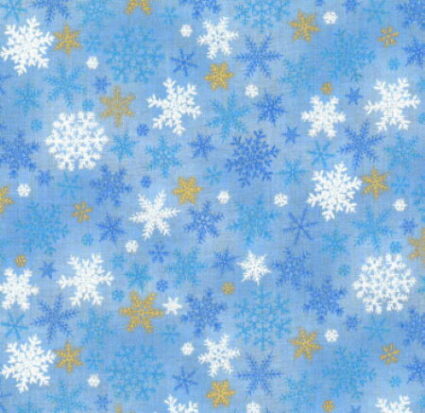 Nutex Christmas Metallic Blue and Gold Snowflakes