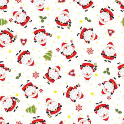 Nutex Christmas Novelty Fabric Little Santa on a white fabric background