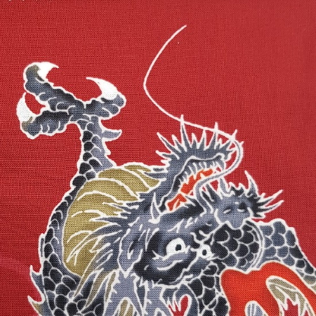 Nutex Japanese Eba red Metallic Dragon fabric
