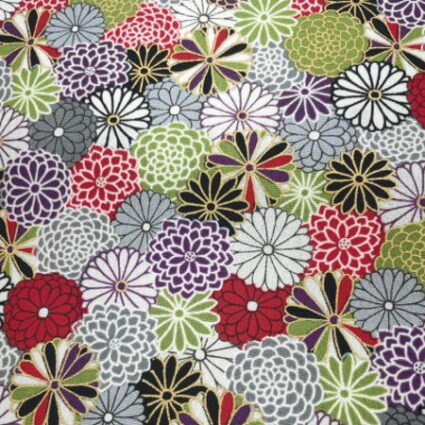Nutex Japanese Fabric Kata Multi Coloured Flowers