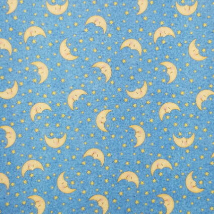 Nutex Novelty Childrens fabric stars and moon blue