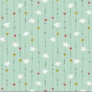 P and B Textiles Dream Drifters Dotty striped motifs mint green cotton fabric