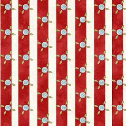 Pocketful of Posies Fabric Collection by Gail Pan Cream and Red Stripe