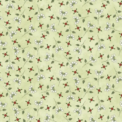 Pocketful of Posies Fabric Collection by Gail Pan Green Tossed Flowers and Buds