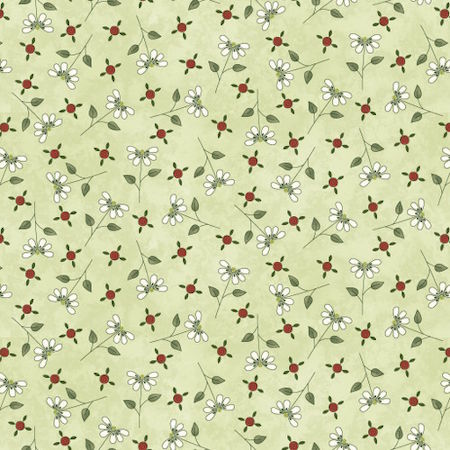 Pocketful of Posies Fabric Collection by Gail Pan Green Tossed Flowers and Buds