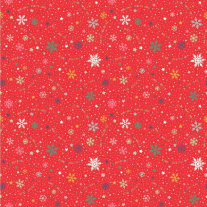 Poppie Cotton Oh What Fun Christmas Snowflake Fun Red