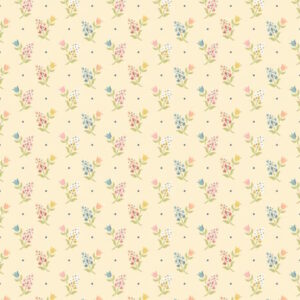 Poppie Cotton Wildwood Dwelling Fabric Collection Sprigs and Tulips Yellow