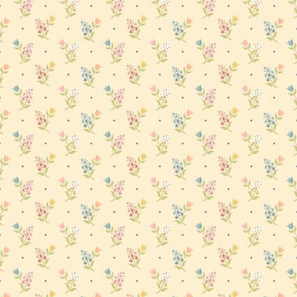 Poppie Cotton Wildwood Dwelling Fabric Collection Sprigs and Tulips Yellow