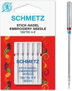 Schmetz Embroidery Sewing Machine Needles packet of 5
