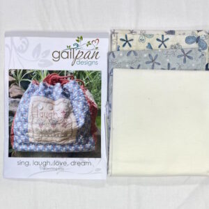 Sing, Laugh, Love. Dream drawstring bag pattern and fabric by Gail Pan Designs