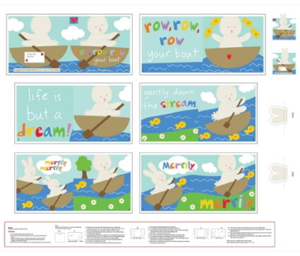 Studio e Huggable and Loveable Row Row the Boat Childrens Cloth Book Panel
