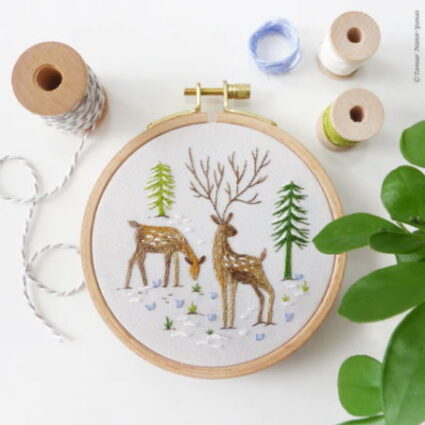 Mini Embroidery Kit of 2 Deer by Tamar Nahir Yanai
