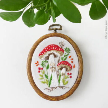Tamar Nahir Yanai Oval Embroidery Kit Mushrooms