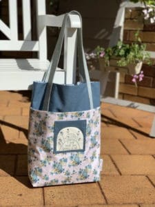 The Birdhouse Big Blue Shopper Tote Bag Pattern by Natalie Bird