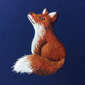 The Bluebird Embroidery Company Crewelwork Silk Shading Christmas Fox Kit by Helen Richman