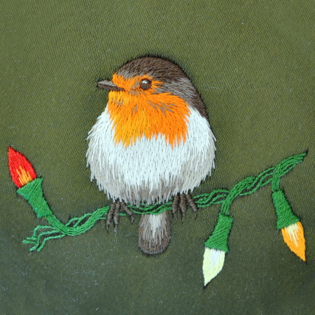 The Bluebird Embroidery Company Crewelwork Silk Shading Christmas Robin Kit by Helen Richman