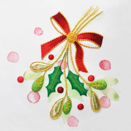 The Bluebird Embroidery Company Silk Shading and Goldwork Christmas Spray Kit