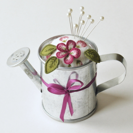 The Bluebird Embroidery Company Stumpwork Watering Can Pin Cushion Kit by Helen Richman