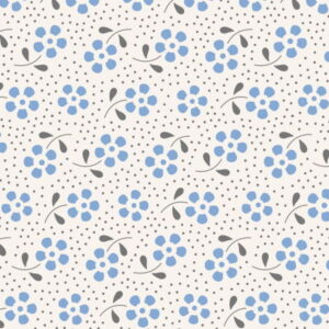 Tilda Meadow Basics Blue Little flowers on a white fabric background