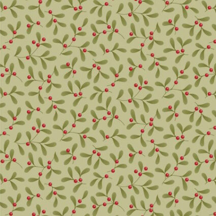 Tilda Merry Little Christmas mistletoe Pistachio Green Cotton Fabric