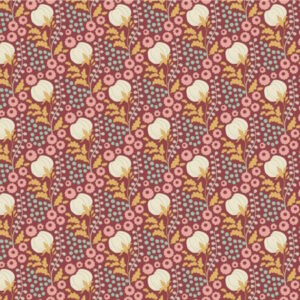 Tilda Sanctuary Cottonfield Maroon Cotton Fabric