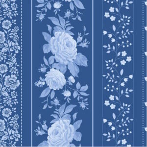 Tilda Something Blue Borders Dark Blue Cotton Fabric