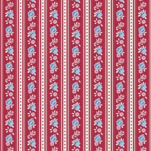 Tilda Village Life Agnes Burgundy cotton fabric