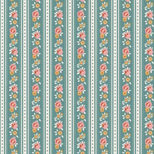 Tilda Village Life Agnes Teal Cotton Fabric