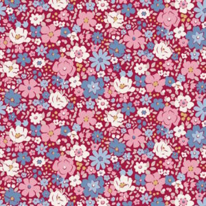 Tilda Village Life Esther Burgundy Cotton Fabric