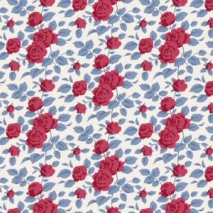Tilda Village Life Margot Burgundy Cotton Fabric