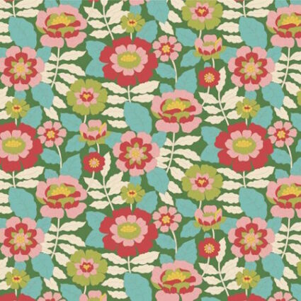 Tilda Wallflower Beverley Green Cotton Fabric