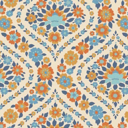 Tilda Wallflower Binaca Blue Cotton Fabric
