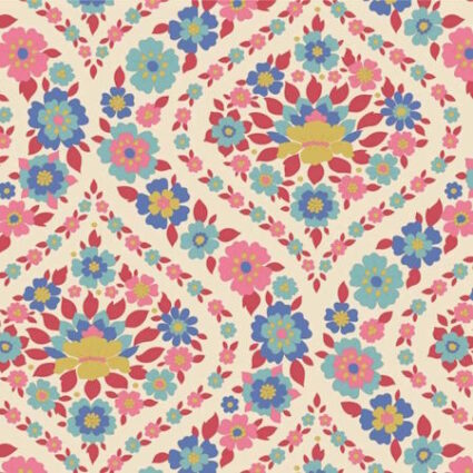 Tilda Wallflower Bianca Red cotton fabric