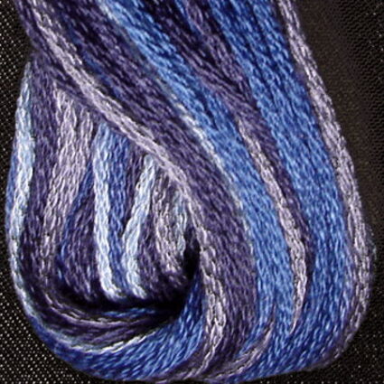Valdani 6 Stranded Variegated embroidery thread denim blues