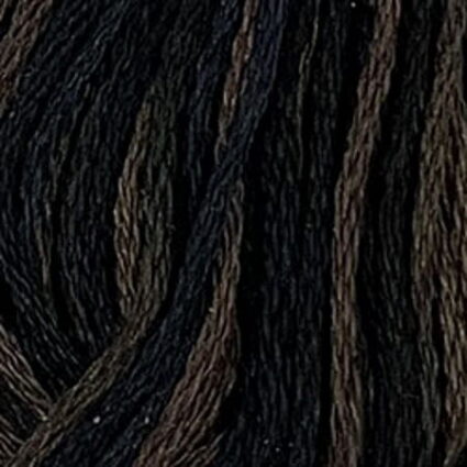 Valdani 6 Stranded Variegated Embroidery Thread Black Nut