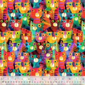 Windham Fabric Cat Fabric in rainbow colours