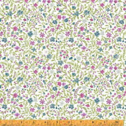 Windham Fabric In Bloom Little flowers on a white fabric background