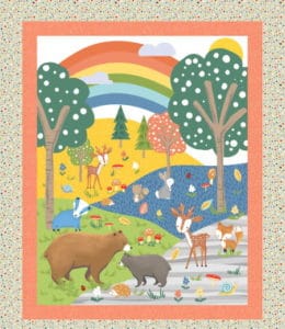 Windham Fabrics Childrens Novelty Panel Frolic a woodland scene