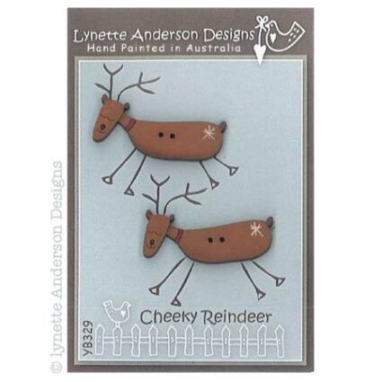 Lynette Anderson Cheeky Reindeer Hand Painted Wooden Buttons